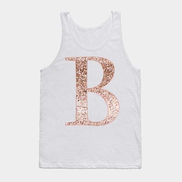 B rose gold glitter monogram letter Tank Top by RoseAesthetic